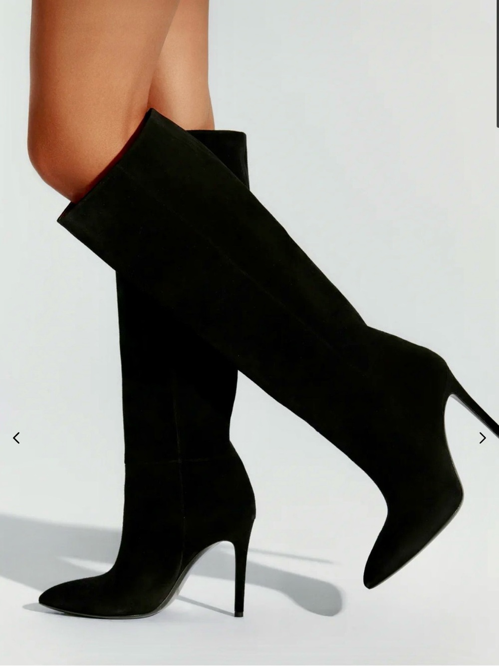 naked wardrobe Black Suede Pointed-Toe Stiletto Over-the-Knee Boots